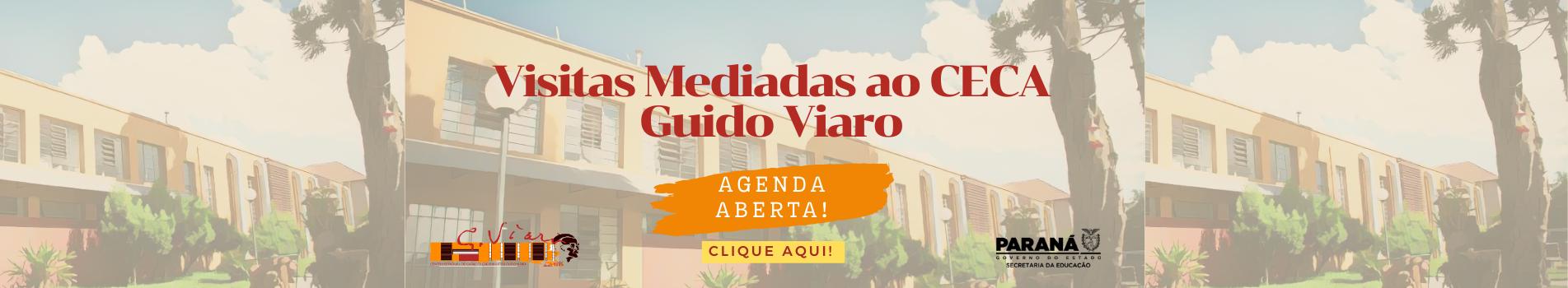 Imagem da fachada do Centro de Artes.Texto: Visitas mediadas ao CECA Guido Viaro, agenda aberta.